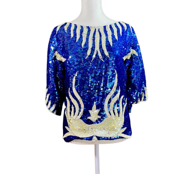 COPY - Vintage silk sequenced blouse approximate size is roomy small/med - Picture 6 of 6